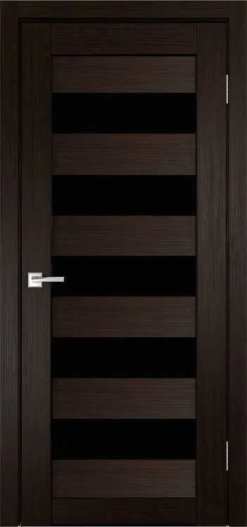 Межкомнатная дверь Легенда X-4 тон Венге Остекление Лакобель черное